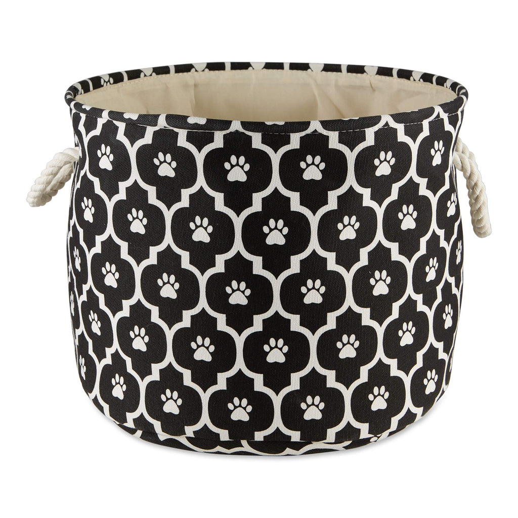 Bone Dry Pet Storage Collection Lattice Paw Print, Black, Small Round