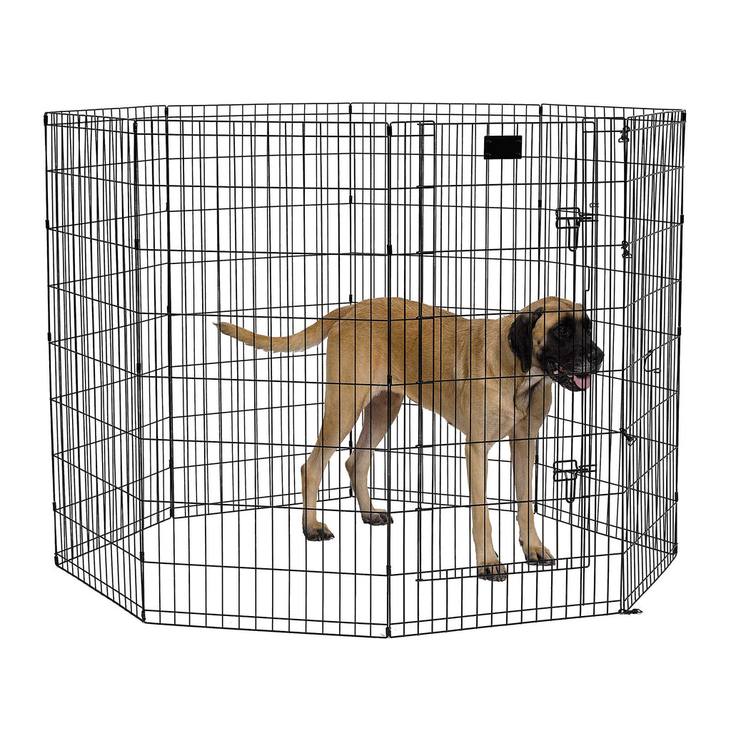 MidWest Homes for Pets 48-Inch Exercise Pen, for Indoor and Outdoor Use, 16 Sq Feet of Play, Single Door Folding Dog Pen, with Large Door Opening & Secure Latch, Easy to Set Up, Foldable Dog Playpen