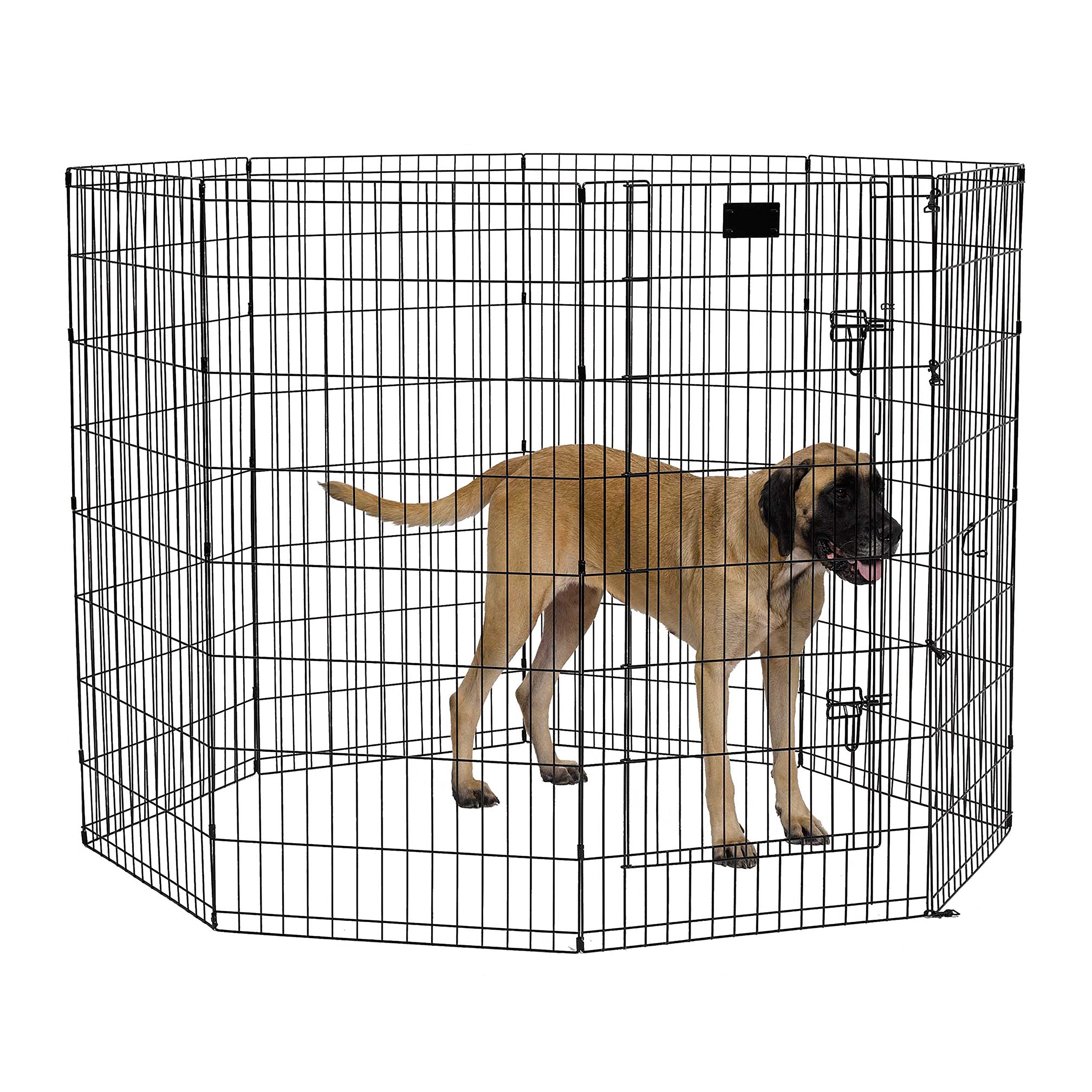 MidWest Homes for Pets 48-Inch Exercise Pen, for Indoor and Outdoor Use, 16 Sq Feet of Play, Single Door Folding Dog Pen, with Large Door Opening & Secure Latch, Easy to Set Up, Foldable Dog Playpen