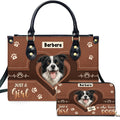 ENCYCOM Personalized Pet Mom Leather Handbag – Custom Name Dog Cat Photo Purse, Pet Lover Gifts for Women, Christmas (Style 5)