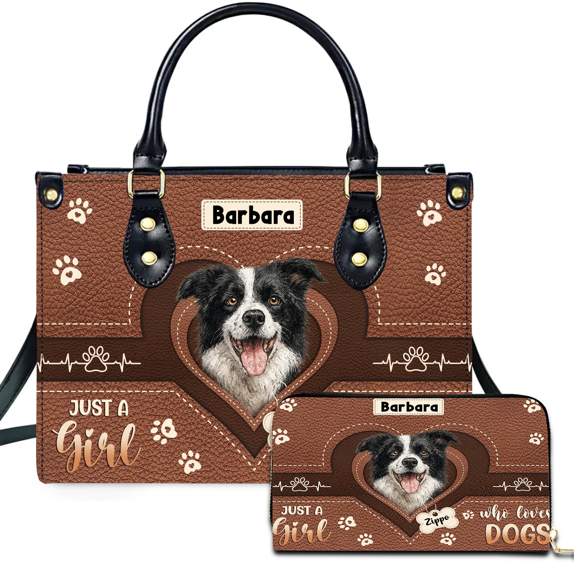 ENCYCOM Personalized Pet Mom Leather Handbag – Custom Name Dog Cat Photo Purse, Pet Lover Gifts for Women, Christmas (Style 5)