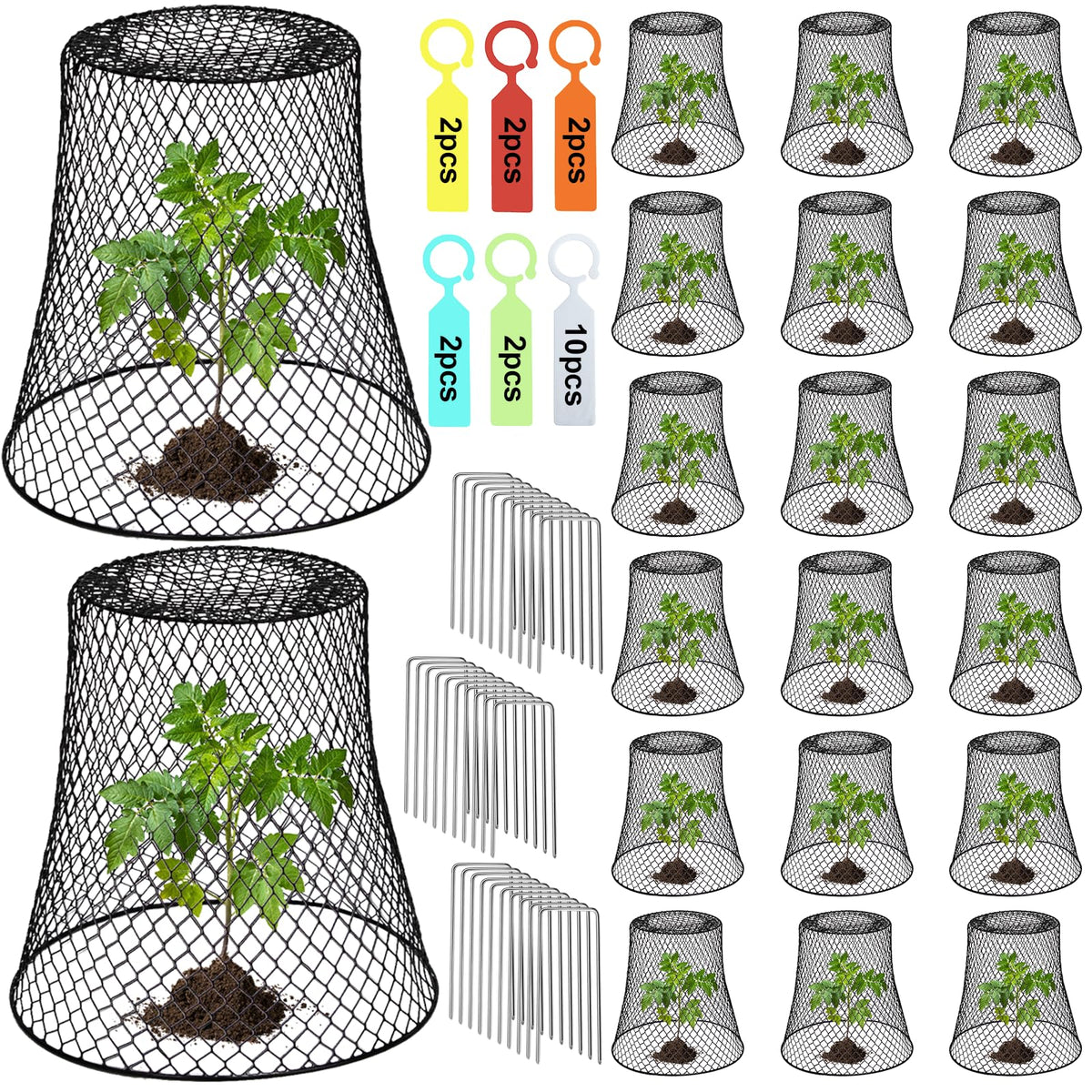 10 Pcs 6.8"×7.4" (Multiple Sizes/Quantities Available) Seedling Plant Protectors from Animals, Chicken Wire Plant Cage Garden Cloche to Protect Plants Vegetables from Rabbits Squirrels Chicken
