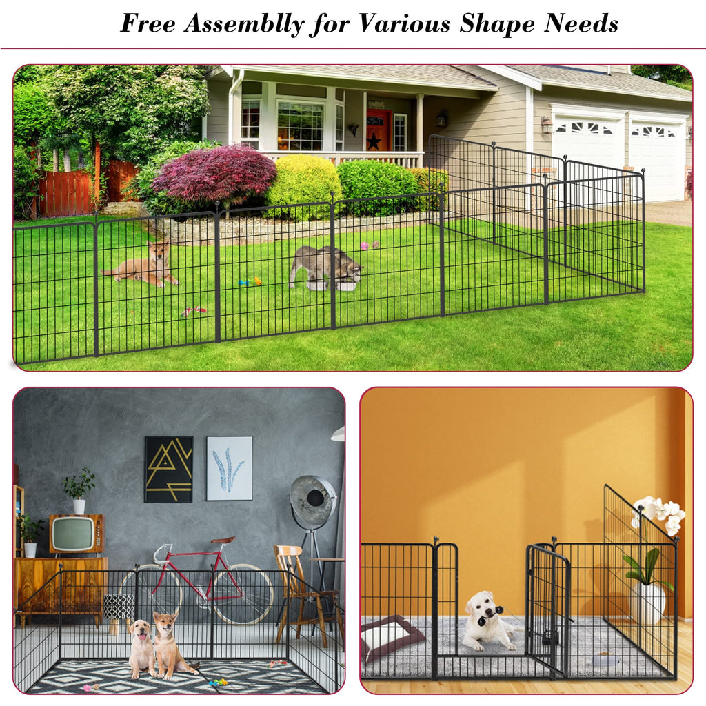 Jhsomdr Dog Playpen 32 inch 30 Panels Indoor Outdoor Dog Pen for Medium/Small Dogs Heavy Duty Metal Dog Fence Outdoor for Yard, Puppy Playpen with Door Portable Pet Fence for RV Camping Yard