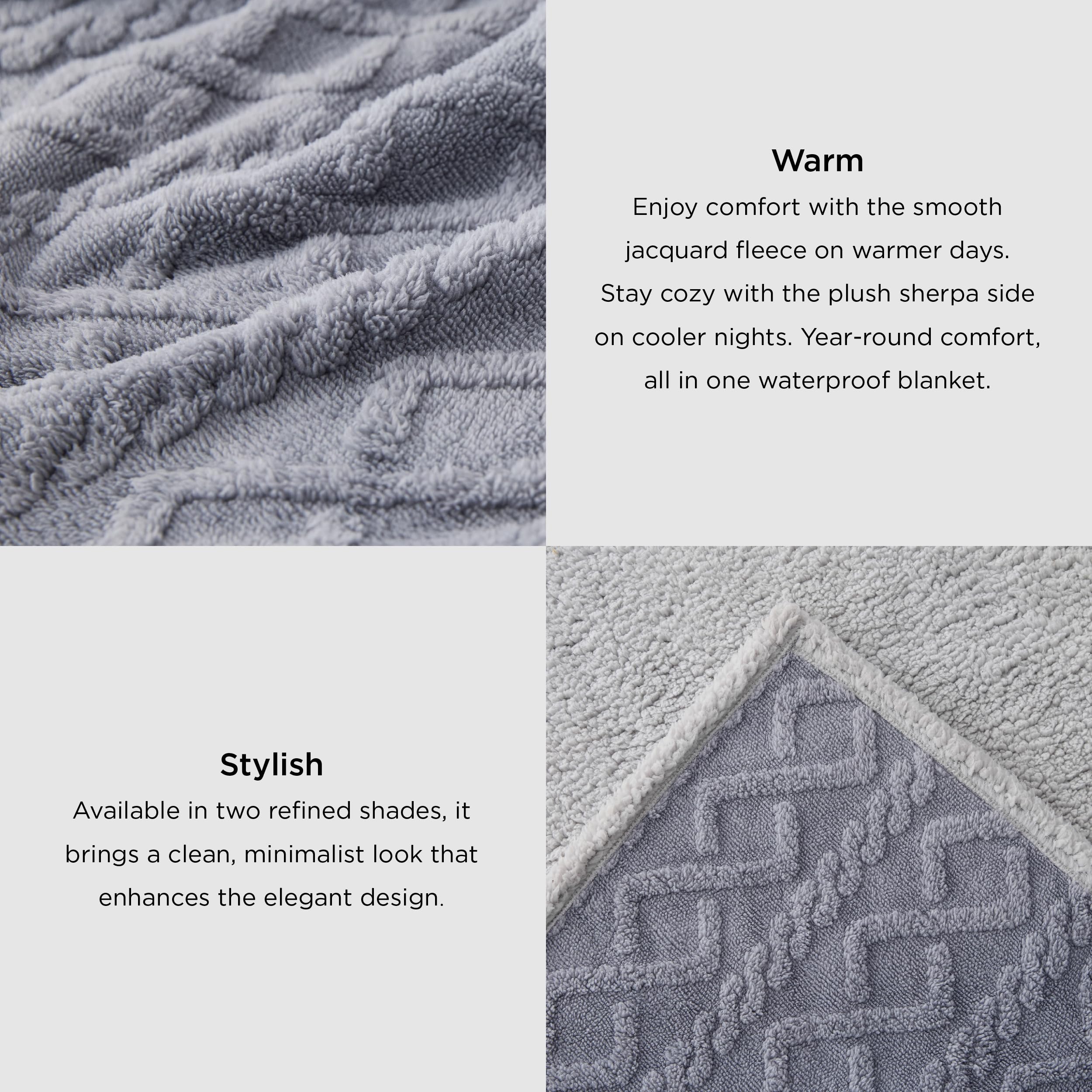 Bedsure Waterproof Dog Blankets for Bed - Pet Blanket for Bed Couch Protector Washable, Jacquard Coral Fleece Cat Throw Blanket, Soft Plush Reversible Furniture Protection, Queen, 86x90, Pale Oak