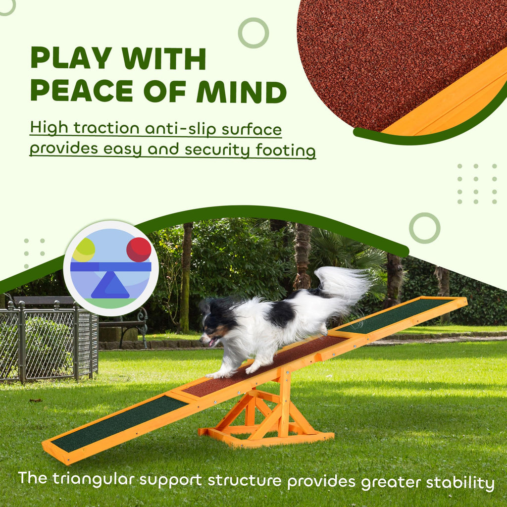 PawHut Wooden Dog Agility Seesaw for Exercise71 L x 12" W x 12" H Natural