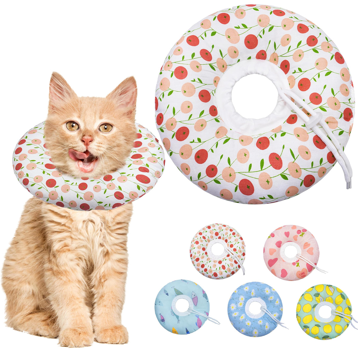 Seyezo Cat Cone Collar Soft, Adjustable Cat Recovery Cone, Orange, Small