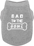 Discover Cozy Cotton Canine Wear: Soft, Lightweight, and Breathable Dog Shirt Vest with Eye-Catching Graphics(Bad to The Bone), Keeping Your Furry Friend Warm and Comfy! Grey XXS