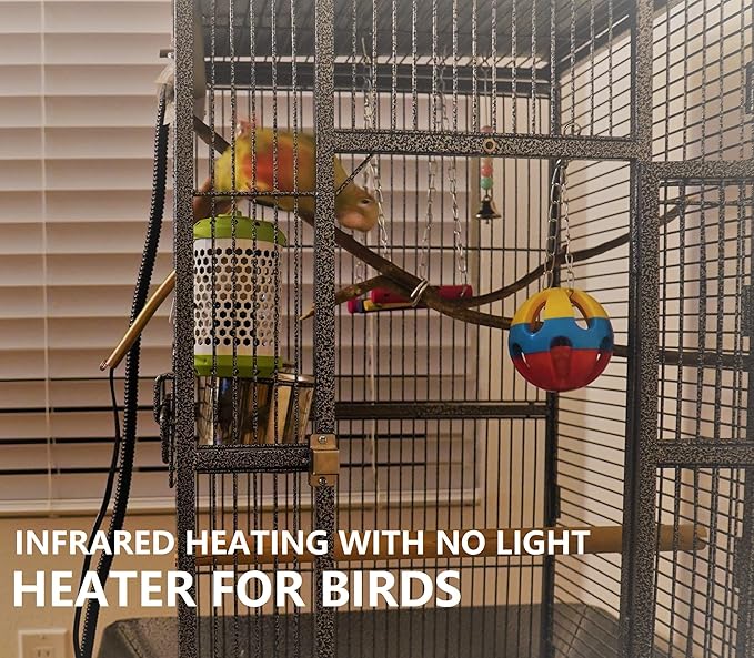 SYSAI Smart Bird Cage Warmer with Auto Temperature Control and Anti-bite Power Cord Protector, Safe for Touching and Reliable Heating 24x7 (Small_50W)