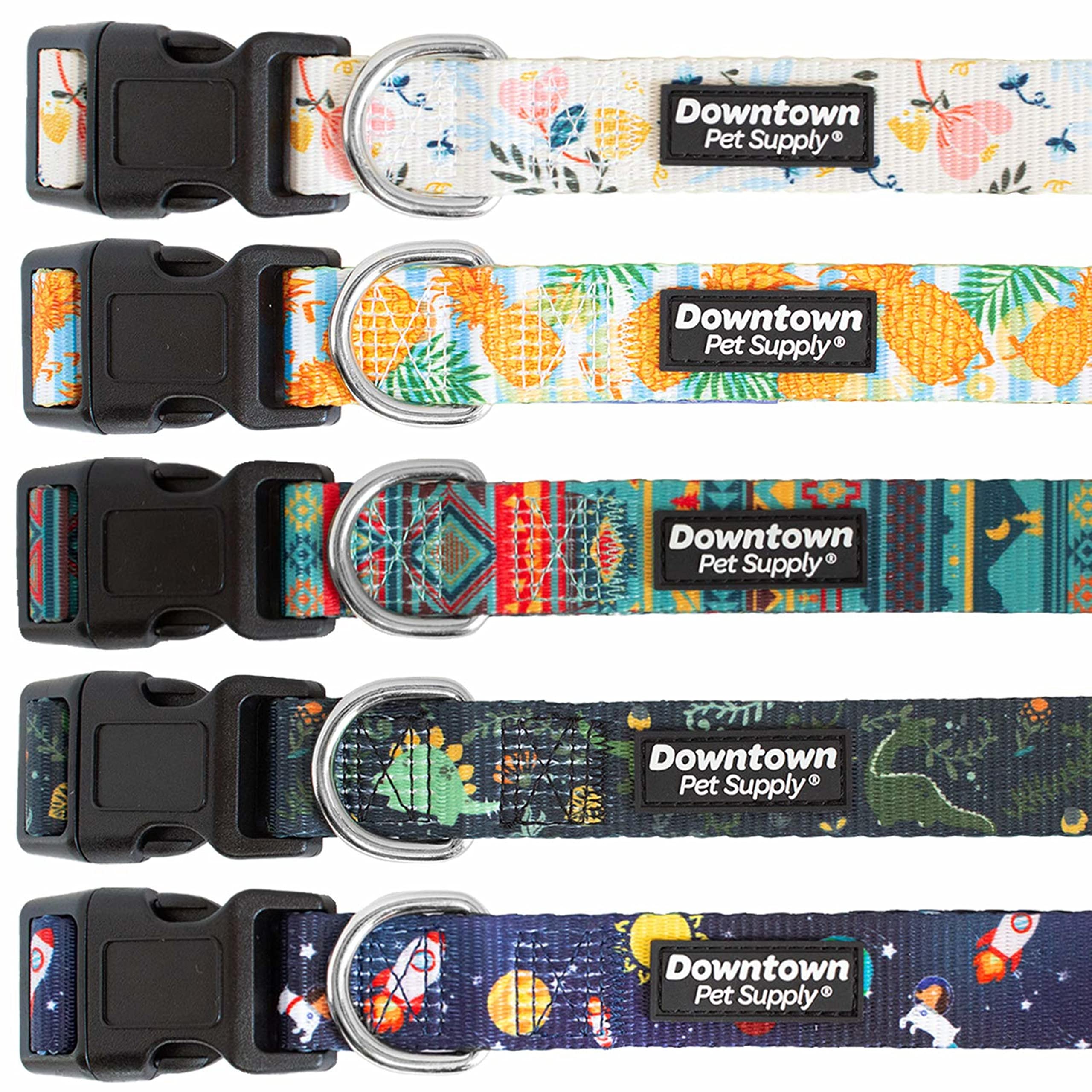 Downtown Pet Supply - Best & Fancy Dog Collar - Lightweight Adjustable with Quick Buckle & D-Ring - Hand Wash Safe - Pineapple - Large