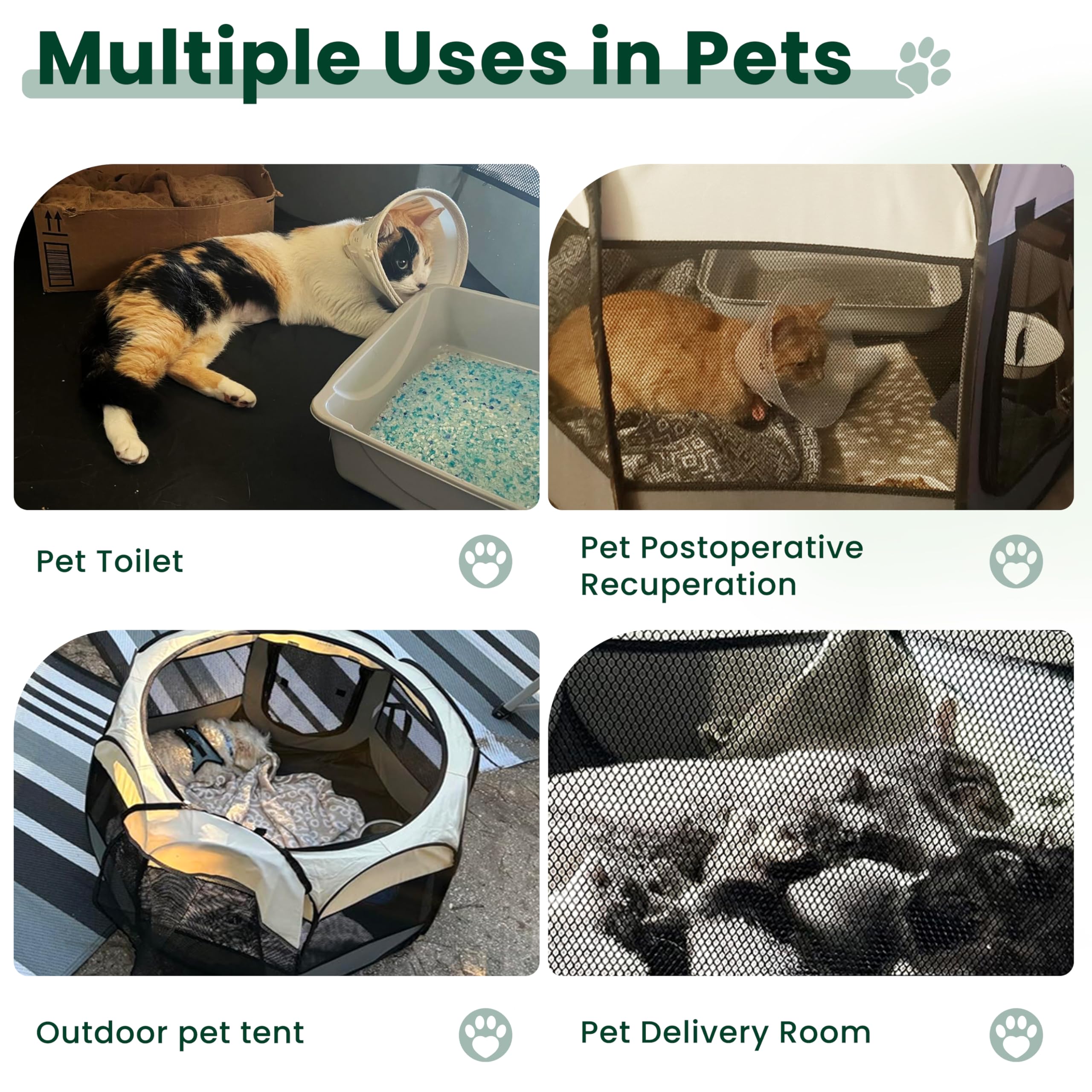 Love's cabin Pet Puppy Dog Playpen, Medium Dog Tent Crates Cage Indoor/Outdoor, Portable Playpen for Cat, Foldable Pop Up Dog Kennel Playpen with Carring Case, Removable Zipper Top, Moss Green