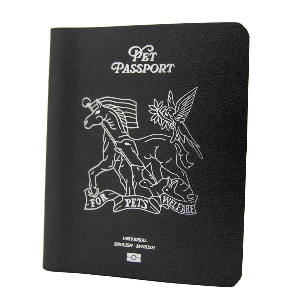 United Pet Club Color Premium PU Leather stitch-sewn US Pet Passport Medical Record for Pet Health and Vaccination English + Spanish for Cat, Dog, Puppy and Kitten (Dark Gray, Single)