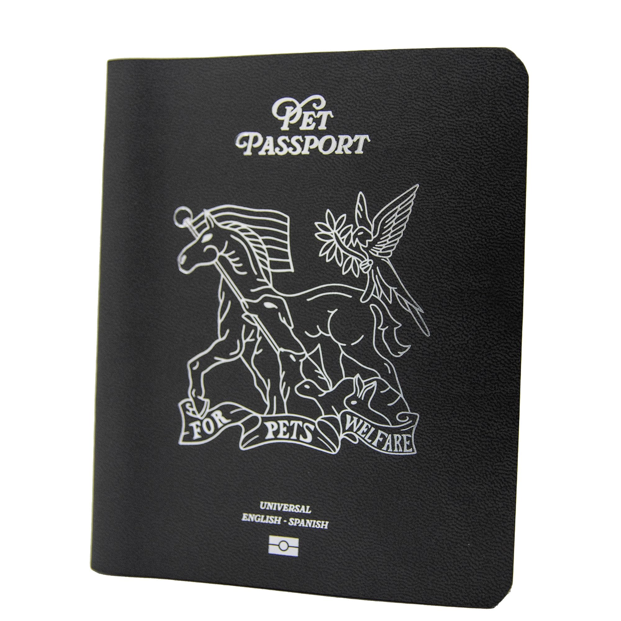 United Pet Club Color Premium PU Leather stitch-sewn US Pet Passport Medical Record for Pet Health and Vaccination English + Spanish for Cat, Dog, Puppy and Kitten (Dark Gray, Single)