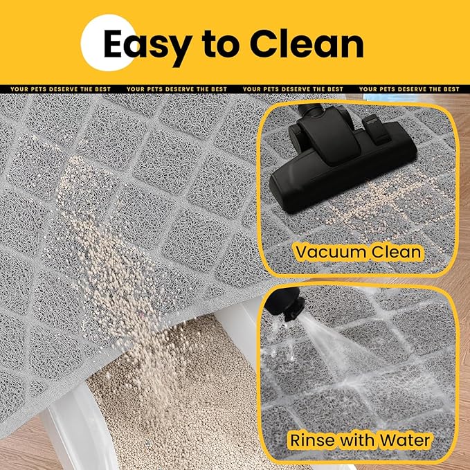 Cat Litter Mat Litter Trapping Mat, 35" x 23" Premium Durable PVC Grid Mesh with Scatter Control, Non-Slip, Less Waste Cat Litter Box Mat, Grey 2 Pack