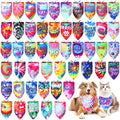 Huhumy 50 Pcs Tie Dye Dog Bandanas Bulk Pet Bibs Colorful Triangle Scarf Tie Dye with Sayings Pet Bandanas for Medium Large Dogs Spring Summer Birthday Costume Decor