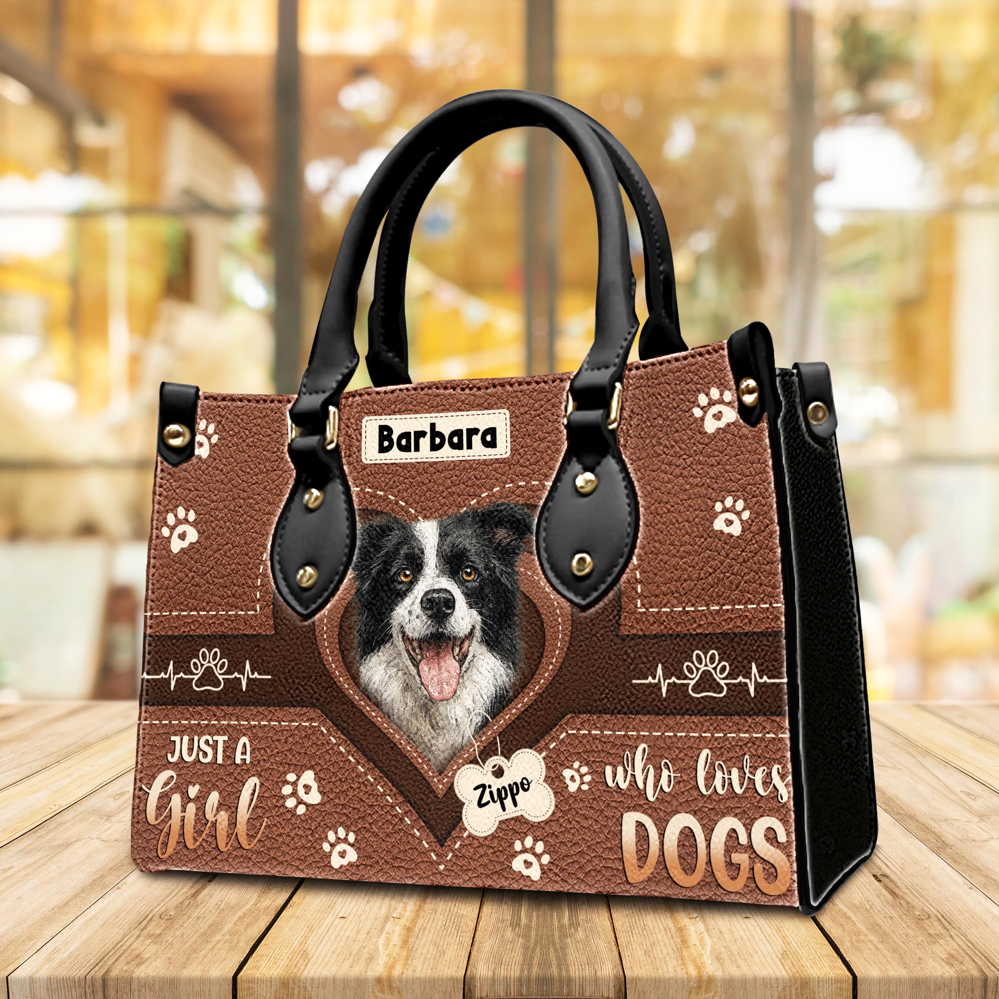 ENCYCOM Personalized Pet Mom Leather Handbag – Custom Name Dog Cat Photo Purse, Pet Lover Gifts for Women, Christmas (Style 5)