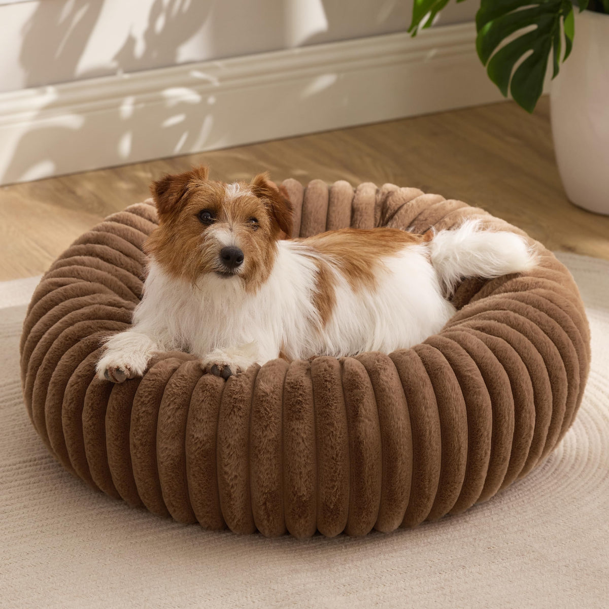 Bedsure ComfyFleece® Donut Dog Beds Large Sized Dog with Washable Cover