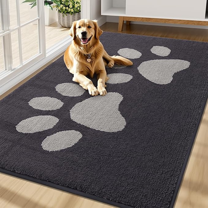 Buganda Dog Door Mat for Muddy Paws 47x24, Absorbent Doormat for Inside — 70.0"l X 47.0"w X 0.6"th