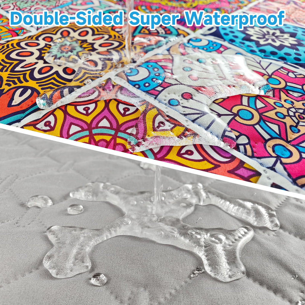 YOSEPATI Waterproof Dog Blanket, Bohemian Dog Bed Cover Pet Blanket, Reversible Sofa Couch Cover for Dogs Washable, Protect Furniture Bed Couch Sofa for Puppy Cat (Colorful Medallion, 52×82 Inch)