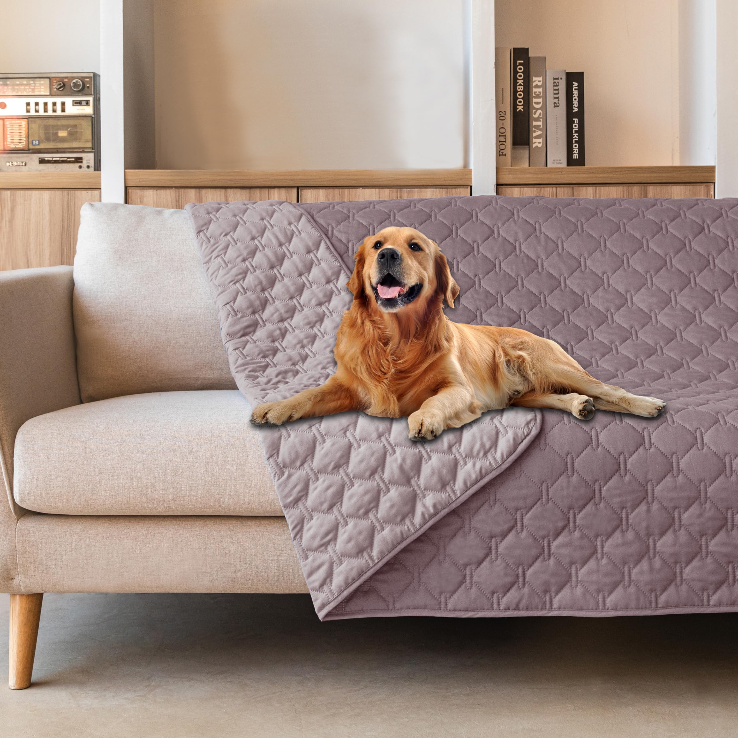 gogobunny 3X Stronger Waterproof Pet Blanket, Scratch Proof Furniture Protector for Dogs Cats, Reversible Cover 82x120 Inch — 52x82 Inch (Pack of 1)
