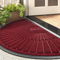 tchdio Door Mat Outdoor Indoor Entrance Doormat-Semicircular Durable Rubber Non Slip Front Door Mat for Outside Inside Entry Entryway Dirt Trapper WelcomeMat for Muddy Paws and Shoes-Red 24”x47”