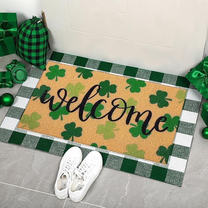 Tinideya 2 Pcs Coquette Boho Bows Custom Door Mat Welcome Non Slip Coir Mats Floor Layering Doormats Seasonal for Front Porch Entryway Decor(Boho Bows)