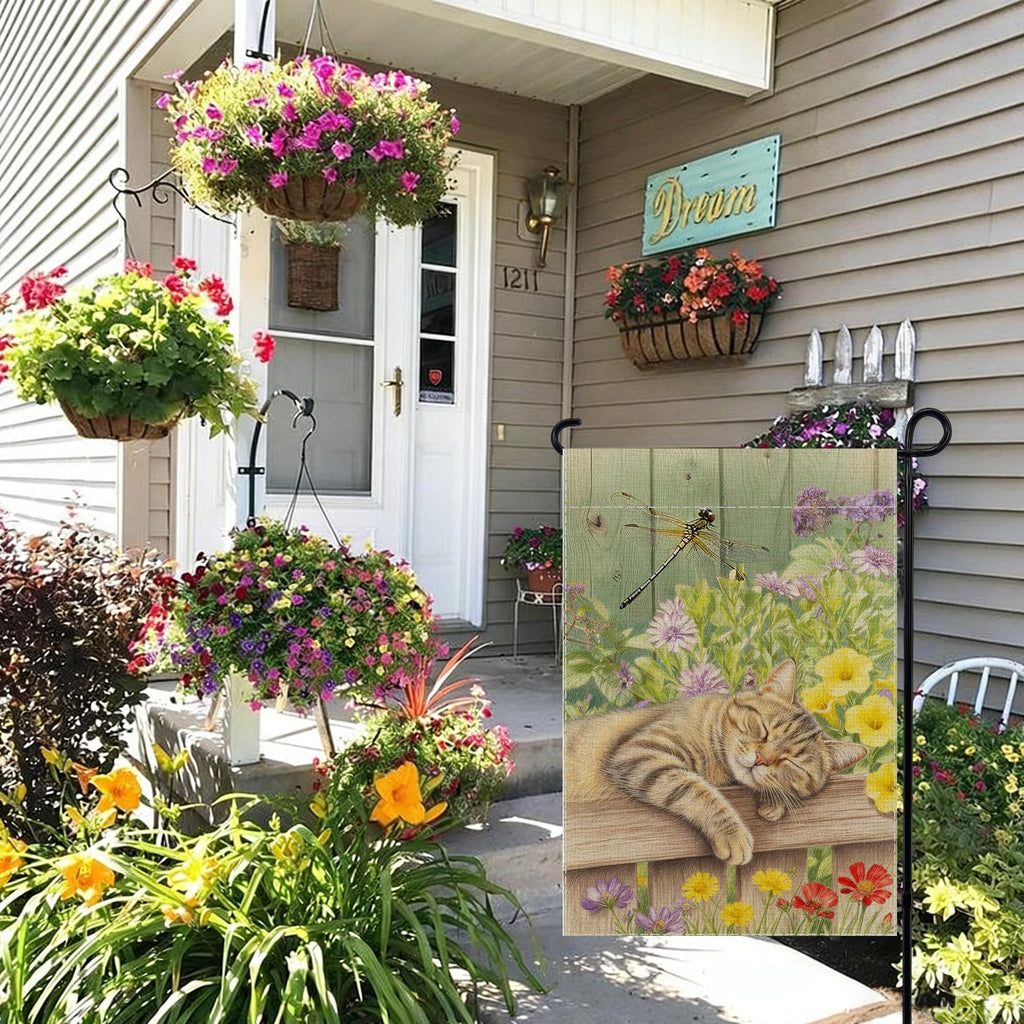 ALEXMACLIST Spring Summer Cat Garden Flag 12x18 Inch Double Sided Outside