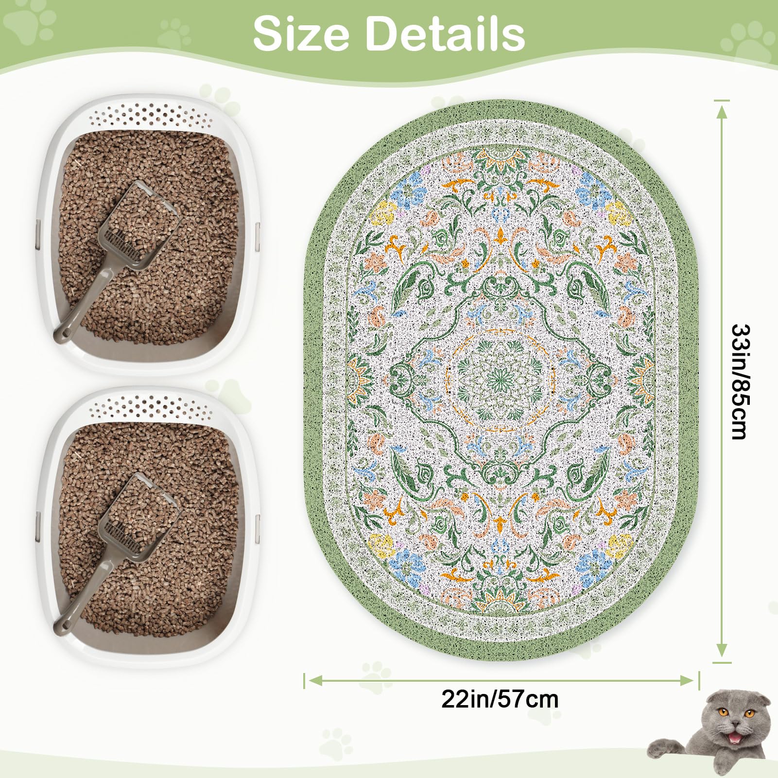 Bienbee Cat Litter Mat, 33" x 22" Dense Trapping Mesh for Litter Boxes