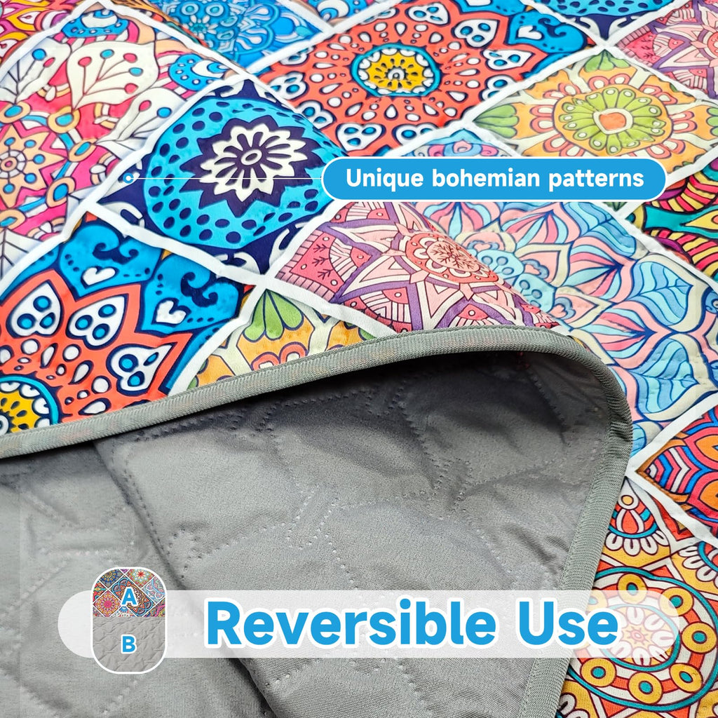 YOSEPATI Waterproof Dog Blanket, Bohemian Dog Bed Cover Pet Blanket, Reversible Sofa Couch Cover for Dogs Washable, Protect Furniture Bed Couch Sofa for Puppy Cat (Colorful Medallion, 52×82 Inch)