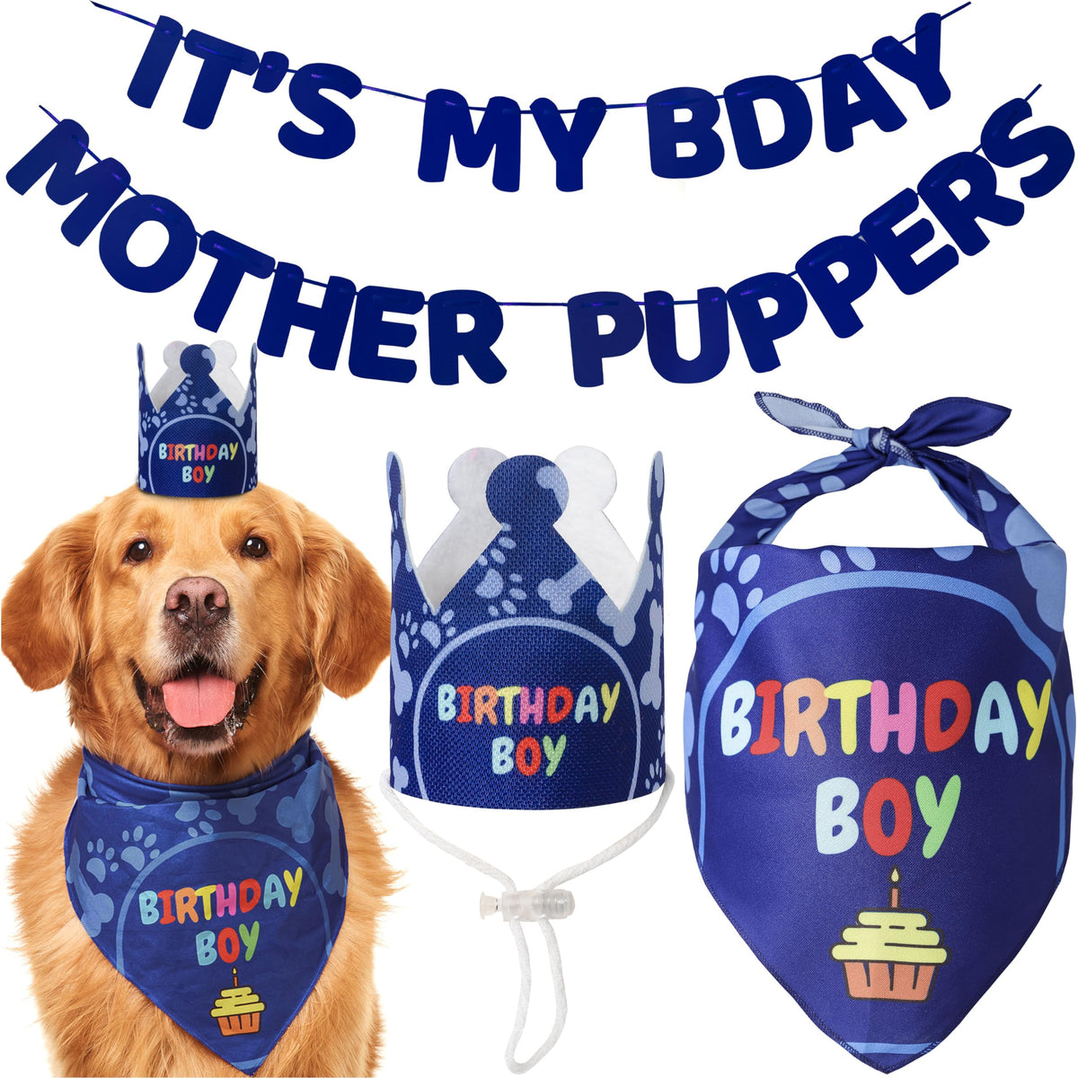 Odi Style Dog Birthday Bandana - 2 Pack Boy Girl Bandanas for Dogs Puppy Birthday Party Decorations, Small