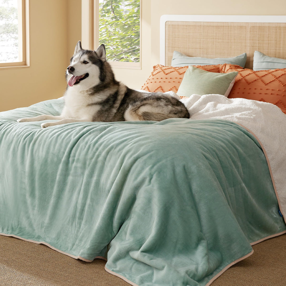 Bedsure Waterproof Blanket for Bed Soft Sherpa Fleece Throw,King 108"x86"