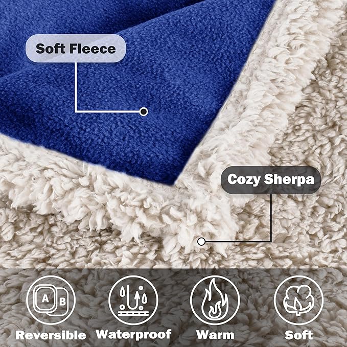 Kritter Planet Waterproof Dog Blanket, Reversible Water Proof Pet Blanket for Couch, Bed & Car, Washable Couch Covers for Medium Dogs - Protects Furniture from Fur, Dirt, and Accidents