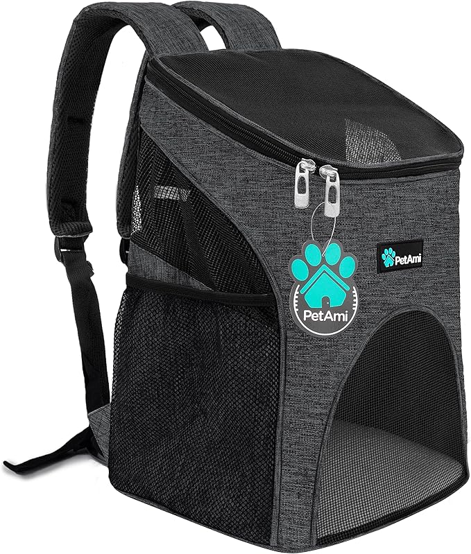 PetAmi Cat Backpack Carrier, Airline Approved Pet Carrier Backpack for Small Dogs and Large Cats, Soft Sided Collapsible Ventilated with Sherpa Bed for Hiking Travel
