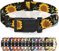 Dog Collar for Boys Girls, Sunflower Puppy Collar for Small Medium Large Dogs, Adjustable Soft Floral Pet Collar with Safety Buckle for Male Females(Black Sunflower,S)