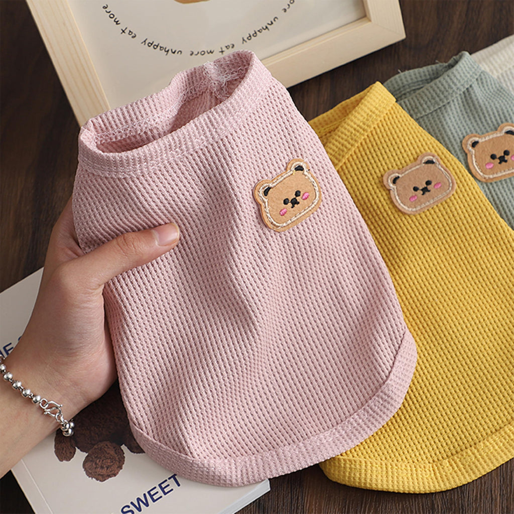 MAQILO Waffle Knit Cat & Dog T Shirt for Small Dogs, Stretchable Puppy Shirt for Sphynx Cats & Small Breeds, Pet Clothes | Breathable Summer/Winter Apparel for Newborn(3PCS Small)