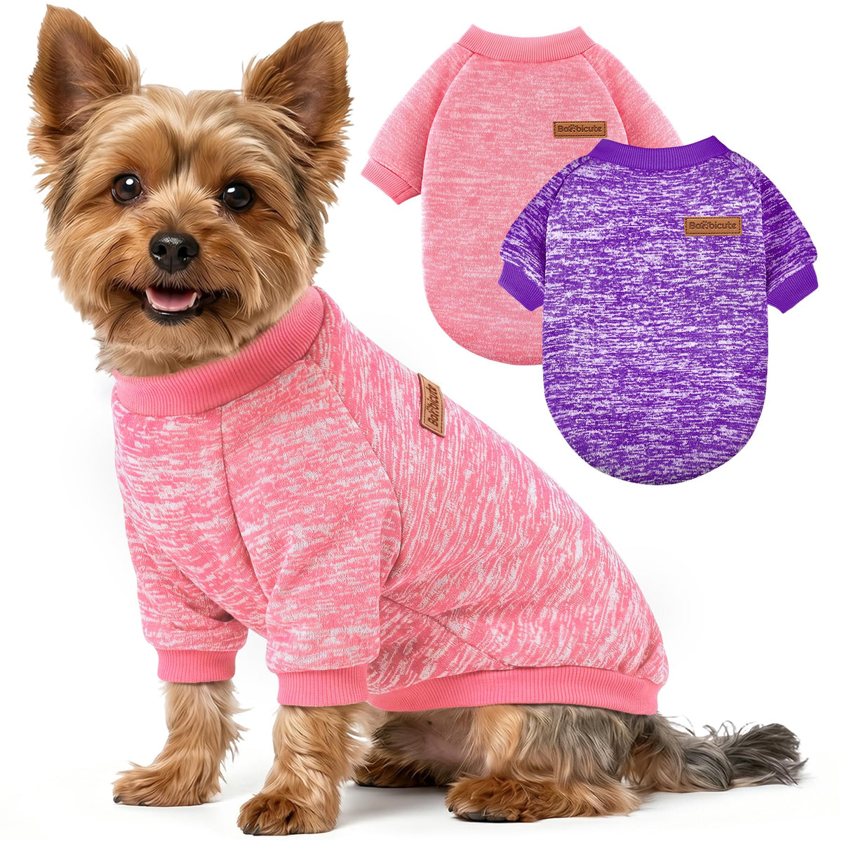 BAOBICUTE 1 Pack Dog Sweater for Small Dogs Girl Boy Winter Fleece Clothes Warm Soft Dog Sweatshirt Outfit for Dogs Cats Pet Apparel