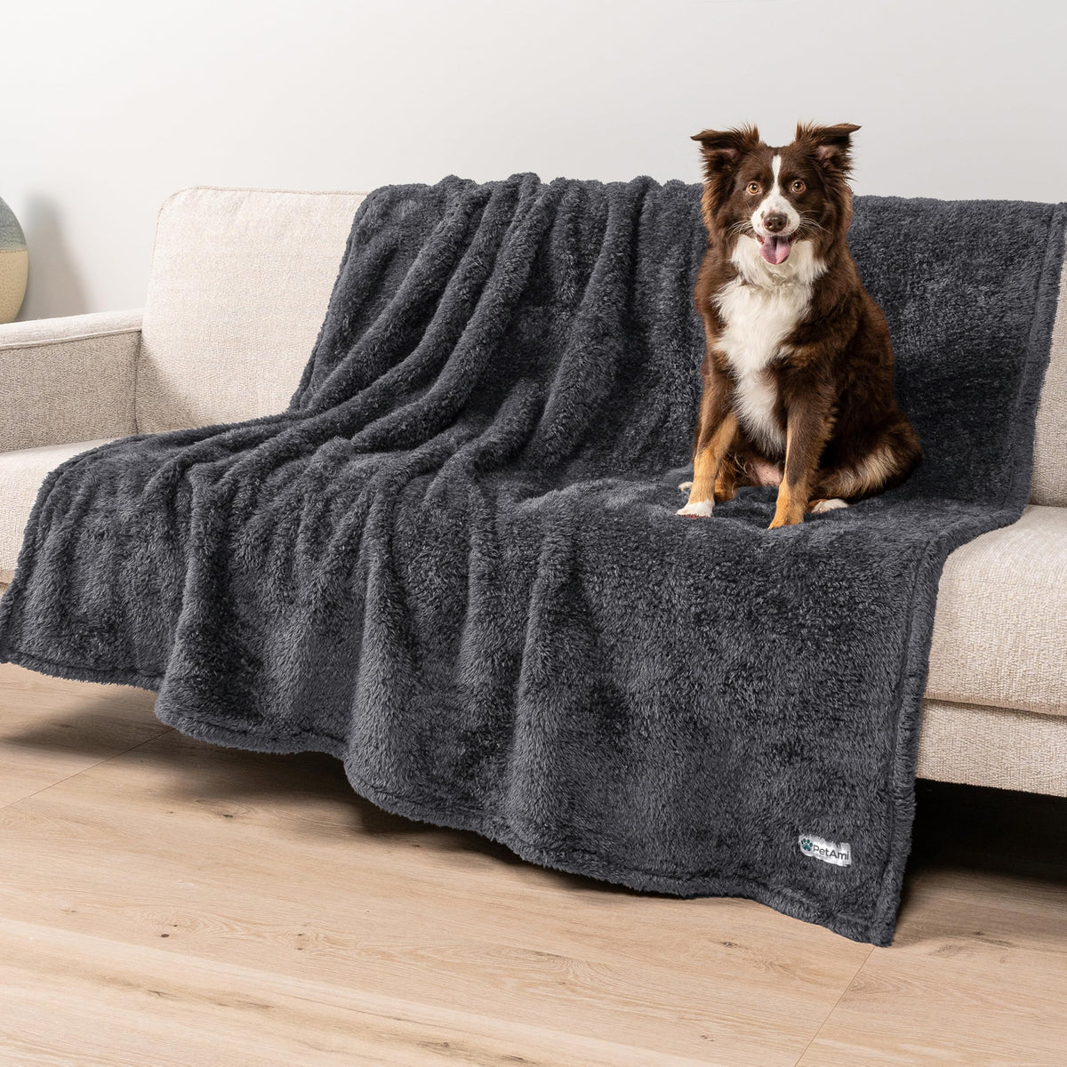 PetAmi Fluffy Sherpa Waterproof Dog Blanket for Medium Pet Cat 29x40, Blue