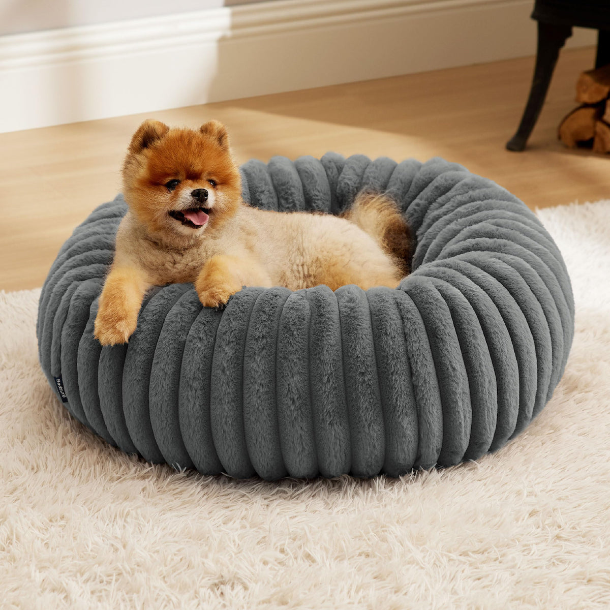 Bedsure ComfyFleece® Donut Dog Beds Large Sized Dog with Washable Cover