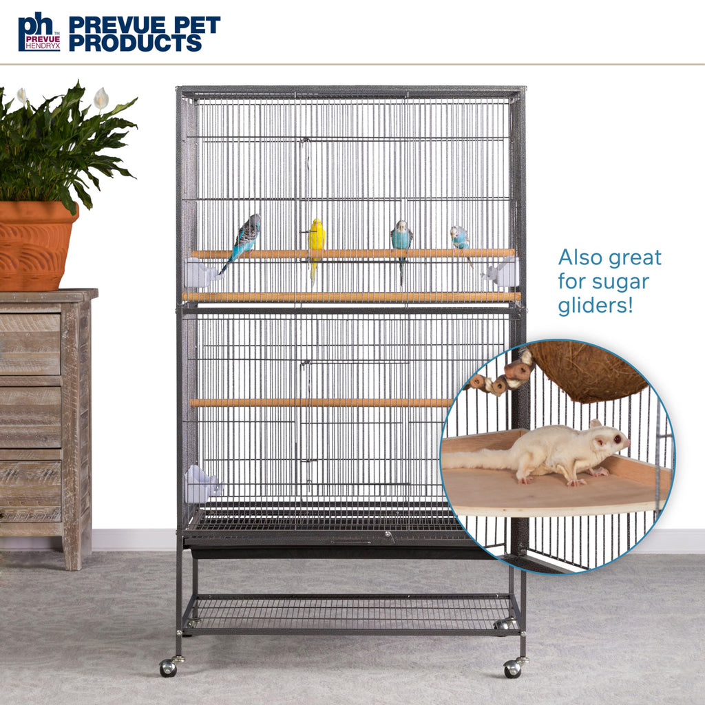 Prevue Pet Products Wrought Iron Flight Cage with Stand, Large Birdcage for Pets, Metal Cage Standing Birdcage, Black Hammertone Finish