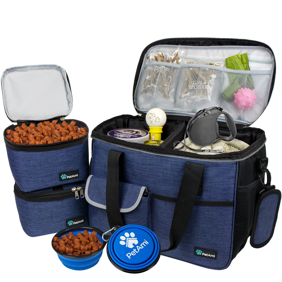 PetAmi Dog Travel Bag Organizer, Pet Supplies Tote Diaper Bag, Black Medium