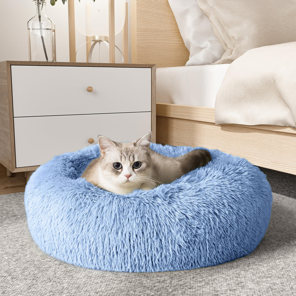 Western Home Calming Donut Small Dog Cat Bed Washable Puppy Bed,24" Rainbow