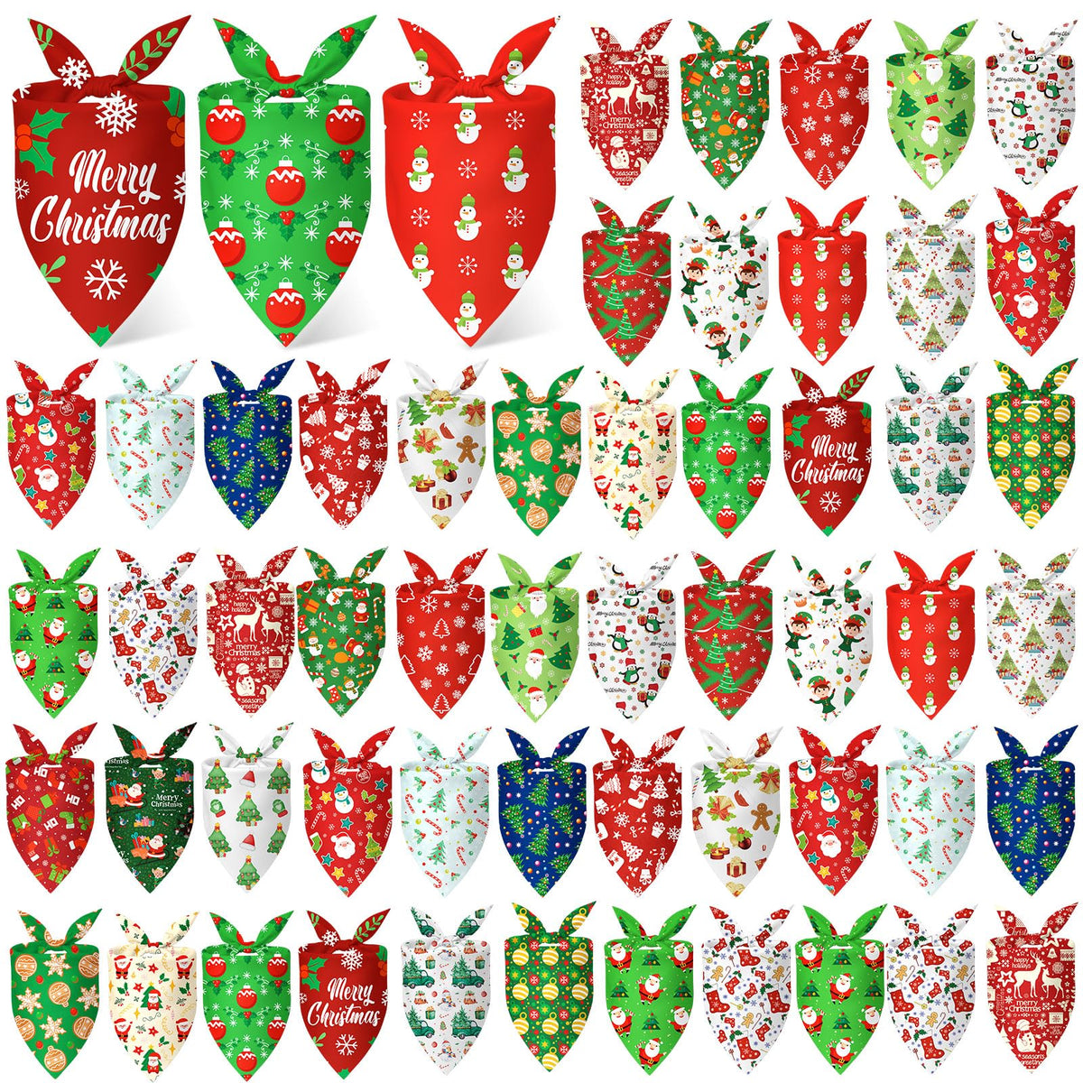 Abbylike 50 Pcs Paw Print Dog Bandanas Bulk, Halloween & Birthday Party