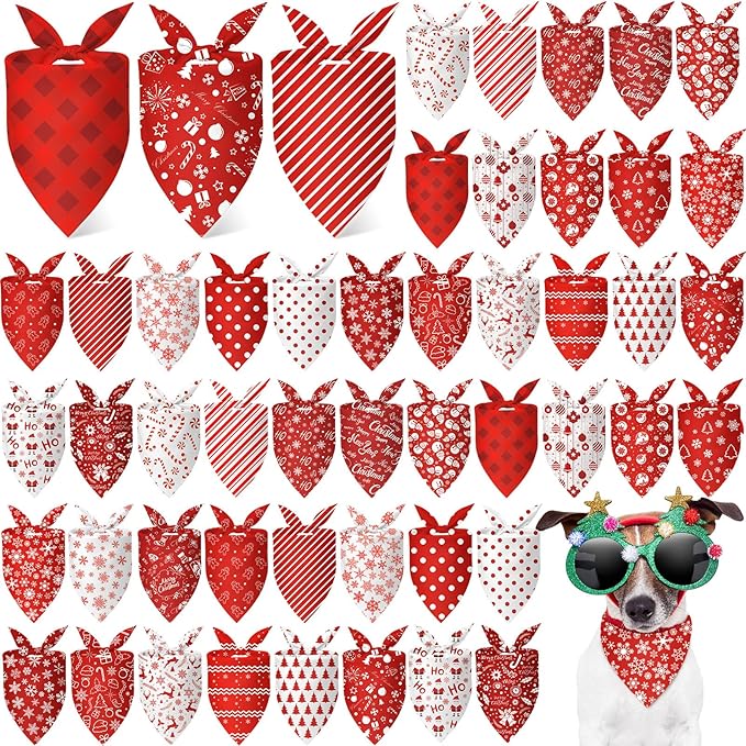 Abbylike 50 Pcs Hanukkah Dog Bandanas Bulk Blue Bandanas for Dogs Triangle Kerchief Bibs Scarf Set for Pet Hanukkah Costume Photo Props Accessories Pet Shops, 25 Styles (25.6 x 17.7 x 17.7)