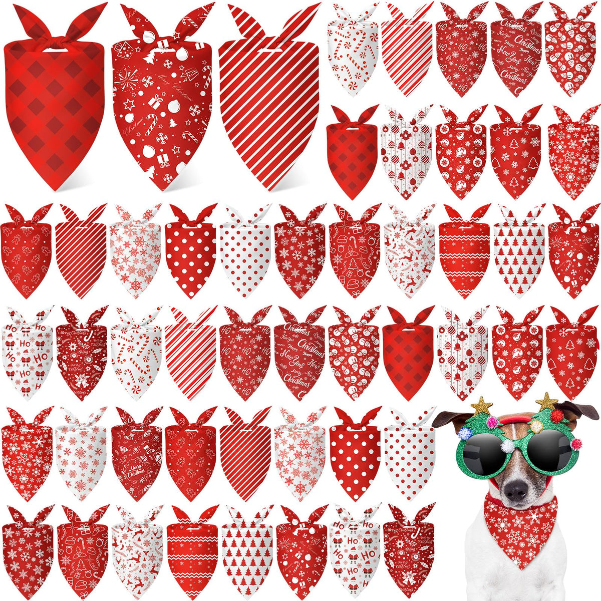Abbylike 50 Pcs Paw Print Dog Bandanas Bulk, Halloween & Birthday Party