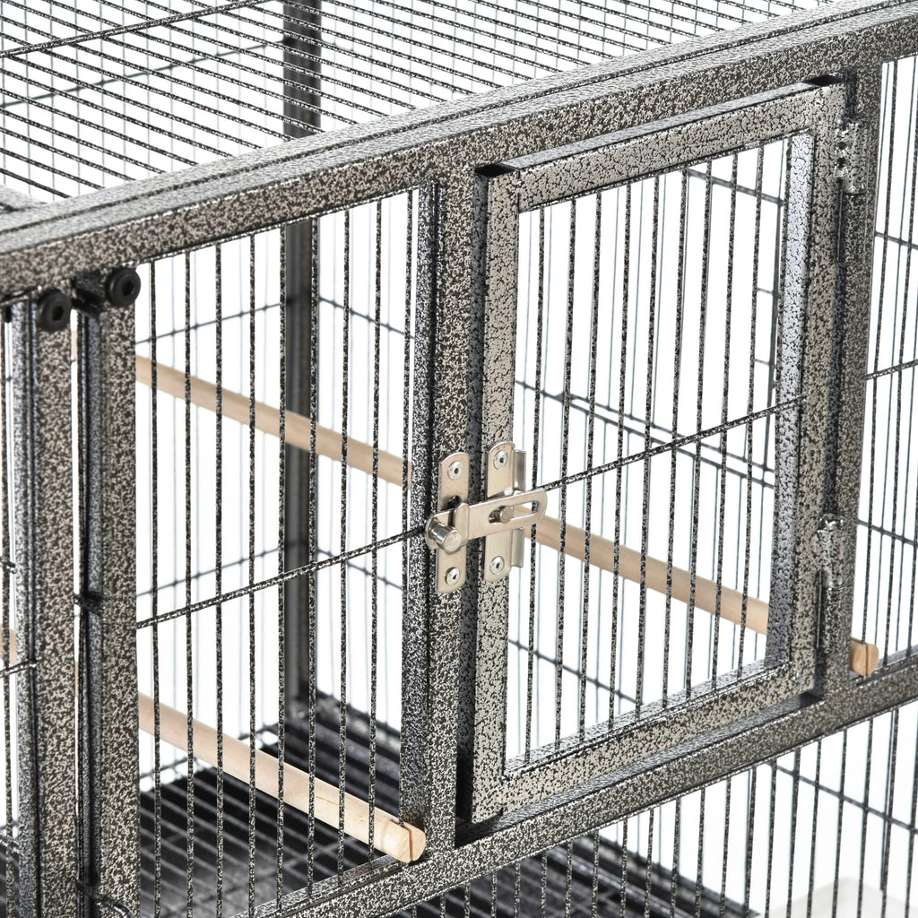PawHut Divided Breeder Bird Cage with Rolling Stand Removable Metal Tray