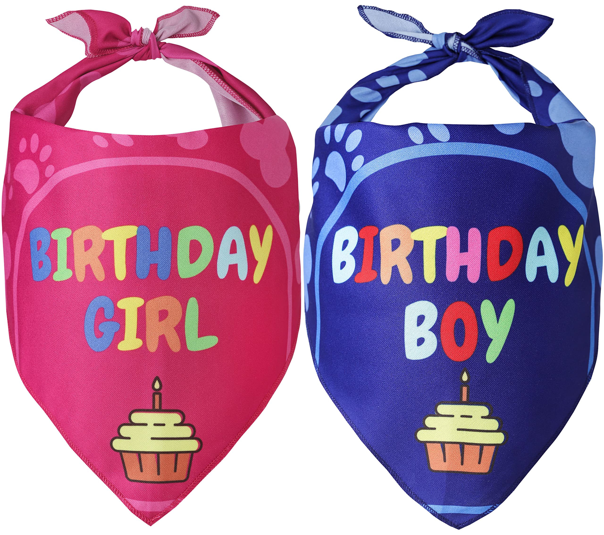 Odi Style Dog Birthday Bandana - 2 Pack Boy Girl Bandanas for Dogs Puppy Birthday Party Decorations, Small