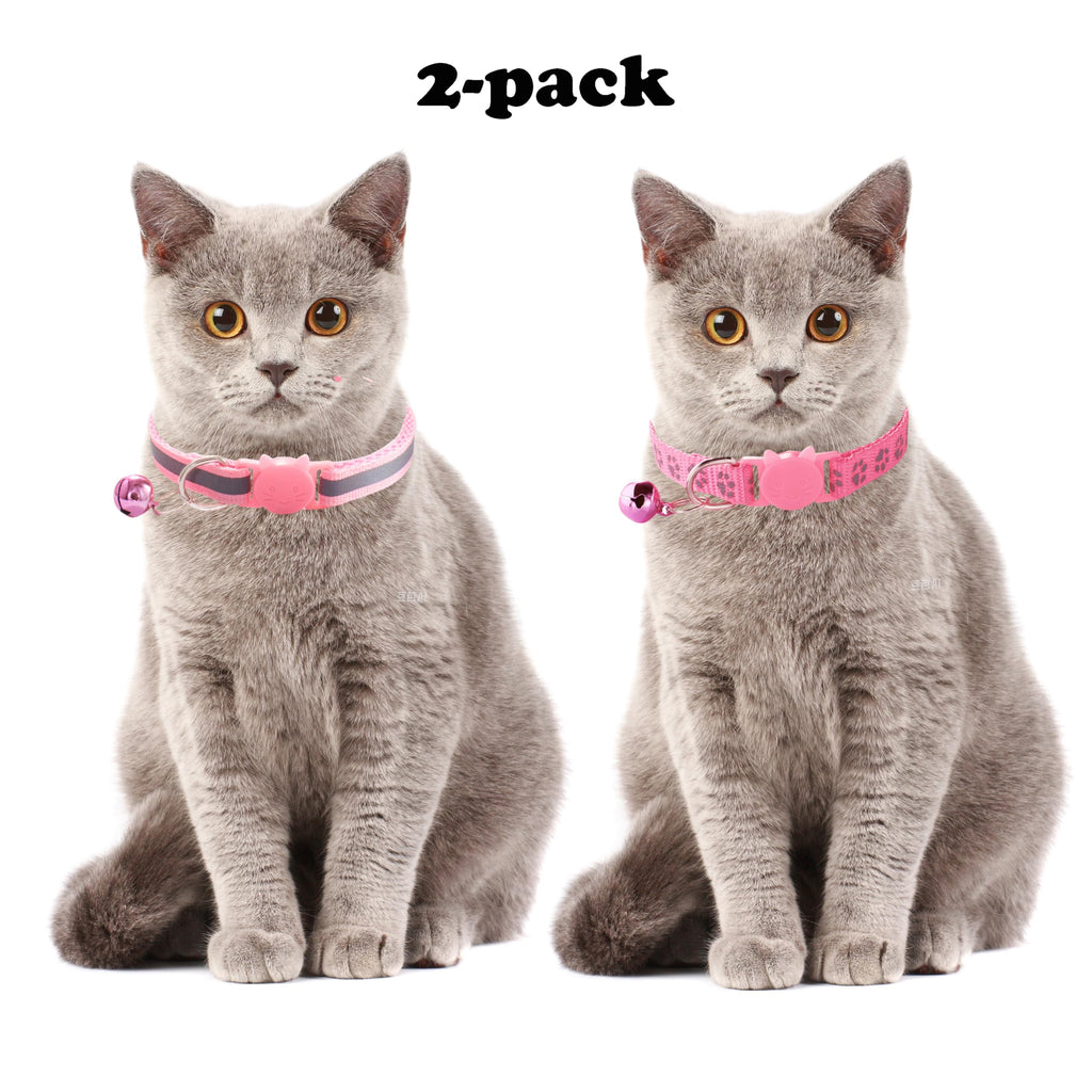 Green Breakaway Kitten Collar with Bells, [2 Pack] Break Away Cat Collar with Bells, Reflective Cat Collar for Girl Cats Boy Kitty