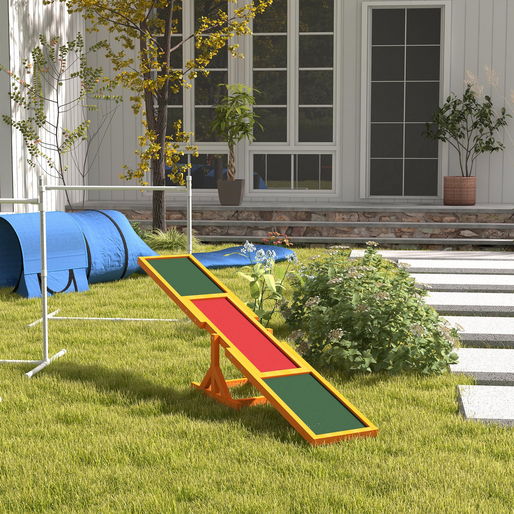 PawHut Wooden Dog Agility Seesaw for Exercise71 L x 12" W x 12" H Natural
