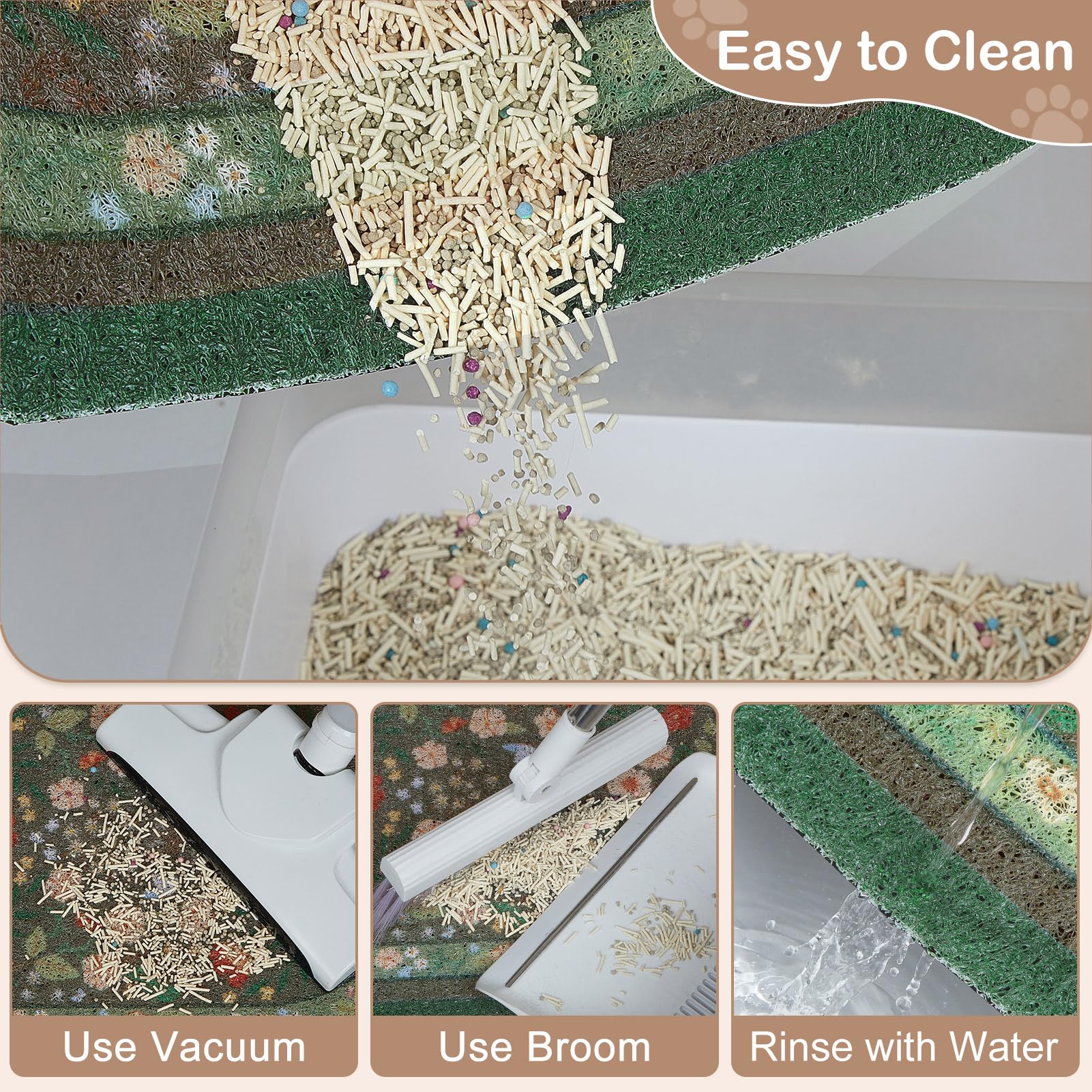 Bienbee Cat Litter Mat, 33" x 22" Dense Trapping Mesh for Litter Boxes
