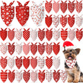 Abbylike 50 Pcs Valentines Day Dog Bandanas Bulk Red and White Polka Dots Stripes Bandanas for Dogs Triangle Kerchief Bibs Scarf for Pet Romantic Costume Photo Props Accessories(19.7 x 13.8 x 13.8)