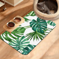 Dog Bowl Mat,Leaves Pet Feeding Mat for Floors Waterproof,Tropical Palm Absorbent Dogs Placemat for Food and Water Quick Dry Pet Cat Feeding Mats with Non Slip Bottom 16" x 24"